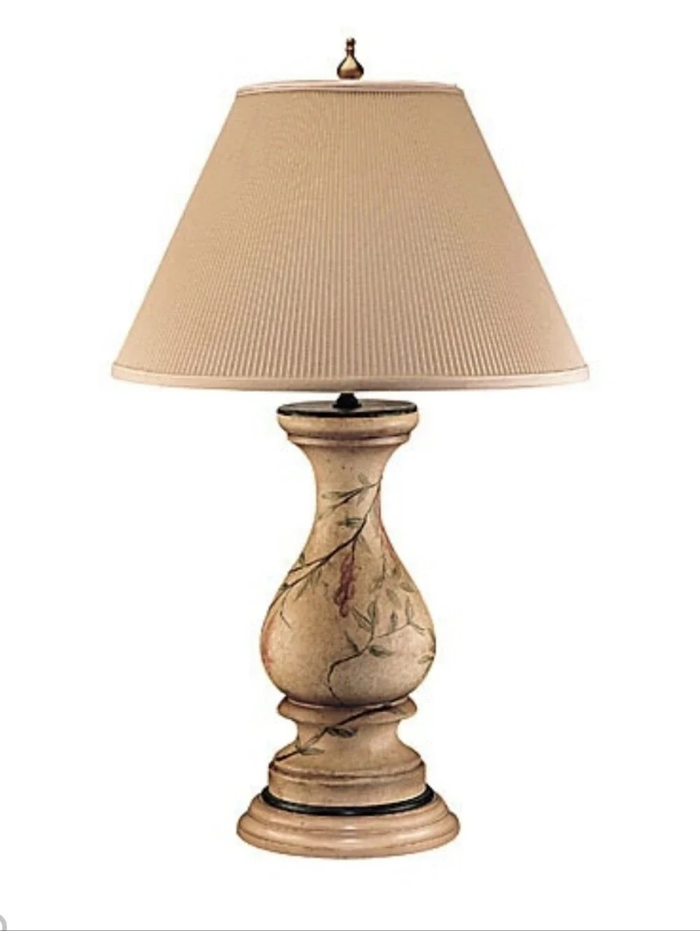 Pair Hand-Painted Wildwood Table Lamps with Beige Shade